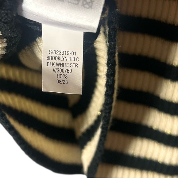 GAP Brooklyn Rib Striped Sweater XS Black Cream Fitted - Picture 6 of 10